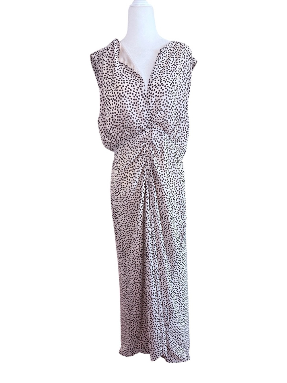 H&M White Maxi Dress with Black Polka Dots